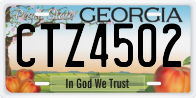 GA license plate CTZ4502