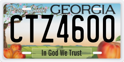 GA license plate CTZ4600