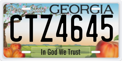 GA license plate CTZ4645