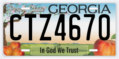 GA license plate CTZ4670