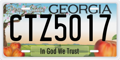 GA license plate CTZ5017