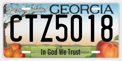 GA license plate CTZ5018