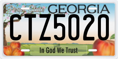 GA license plate CTZ5020