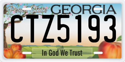 GA license plate CTZ5193