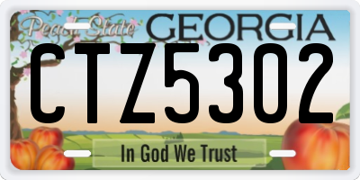 GA license plate CTZ5302