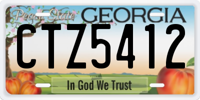 GA license plate CTZ5412