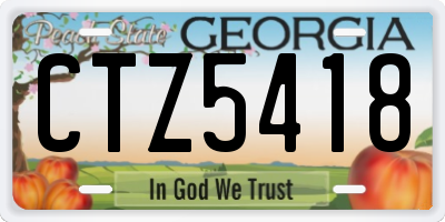GA license plate CTZ5418
