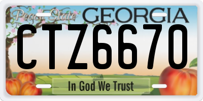 GA license plate CTZ6670