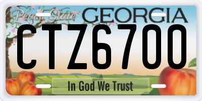 GA license plate CTZ6700