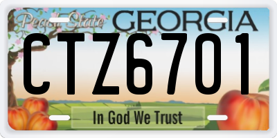 GA license plate CTZ6701