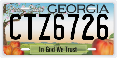 GA license plate CTZ6726