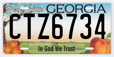 GA license plate CTZ6734