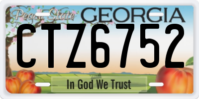 GA license plate CTZ6752