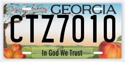 GA license plate CTZ7010