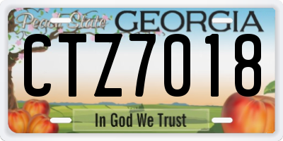 GA license plate CTZ7018