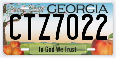 GA license plate CTZ7022