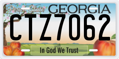 GA license plate CTZ7062