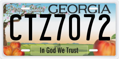 GA license plate CTZ7072