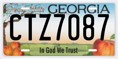 GA license plate CTZ7087