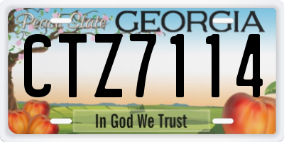 GA license plate CTZ7114