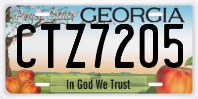 GA license plate CTZ7205