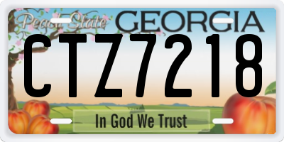 GA license plate CTZ7218
