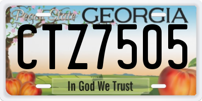 GA license plate CTZ7505