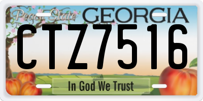 GA license plate CTZ7516