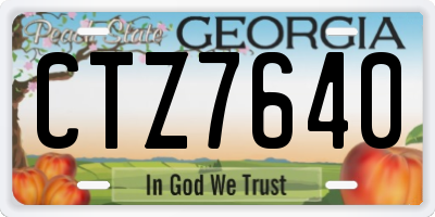 GA license plate CTZ7640