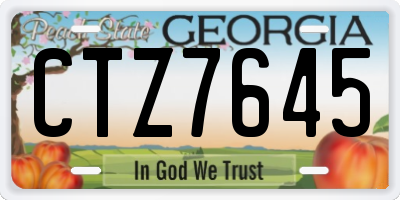 GA license plate CTZ7645