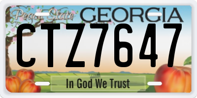GA license plate CTZ7647