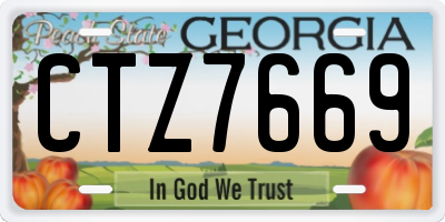 GA license plate CTZ7669