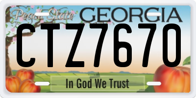 GA license plate CTZ7670