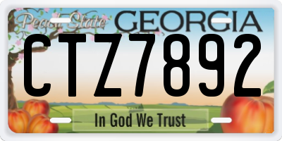 GA license plate CTZ7892