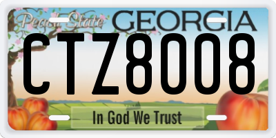GA license plate CTZ8008
