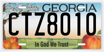 GA license plate CTZ8010