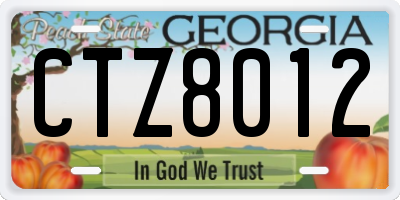 GA license plate CTZ8012