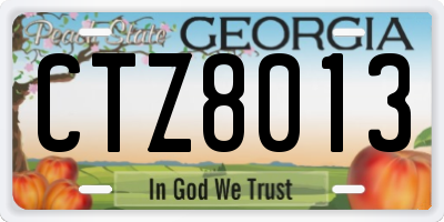 GA license plate CTZ8013