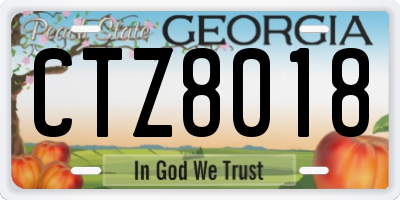 GA license plate CTZ8018