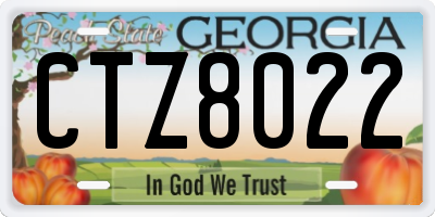 GA license plate CTZ8022