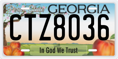 GA license plate CTZ8036