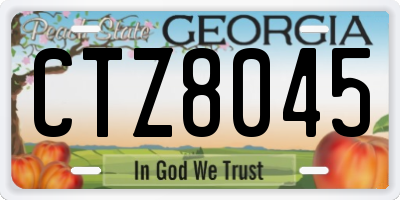 GA license plate CTZ8045