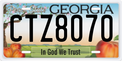GA license plate CTZ8070