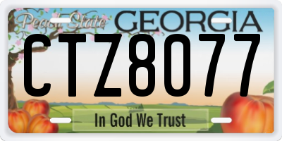 GA license plate CTZ8077