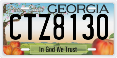 GA license plate CTZ8130