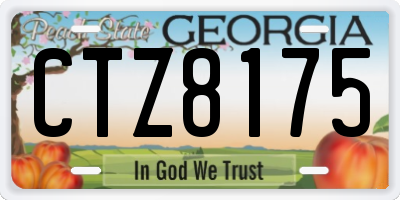 GA license plate CTZ8175