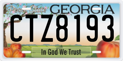 GA license plate CTZ8193