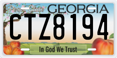 GA license plate CTZ8194