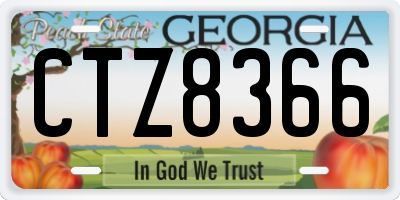 GA license plate CTZ8366