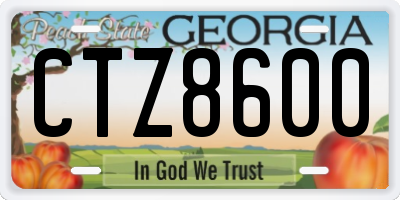 GA license plate CTZ8600